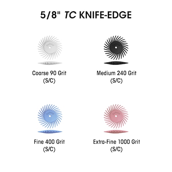 SUNBURST 5/8'' TC KNIFE-EDGE PINK 1000 GRIT (S/C) 100/BX